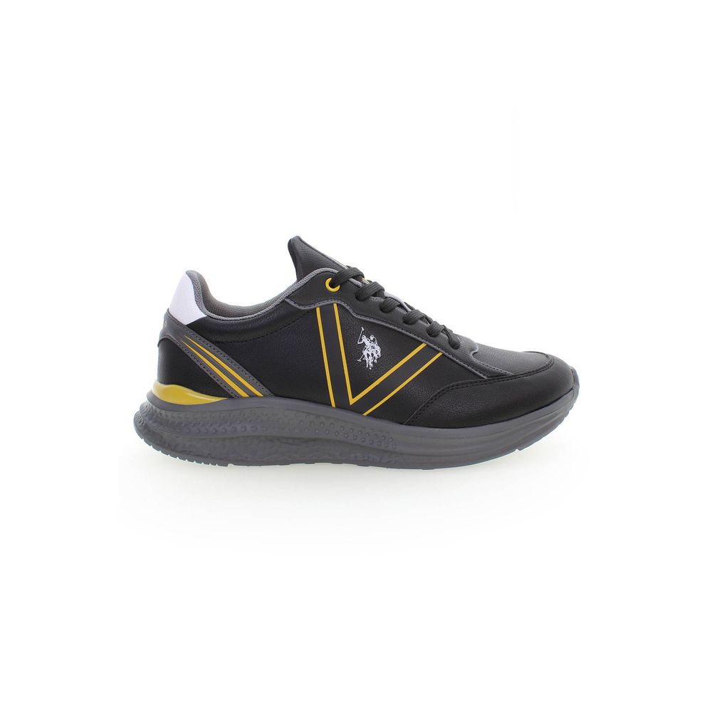 U.S. POLO ASSN. Black Polyester Sneaker with laces and logo, featuring contrasting details for sporty style.