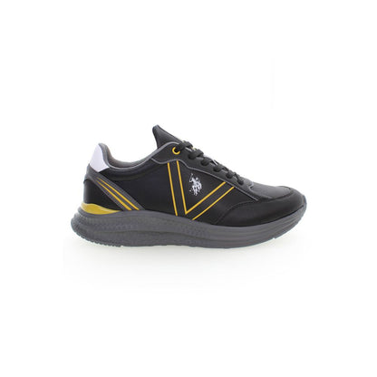 U.S. POLO ASSN. Black Polyester Sneaker with laces and logo, featuring contrasting details for sporty style.
