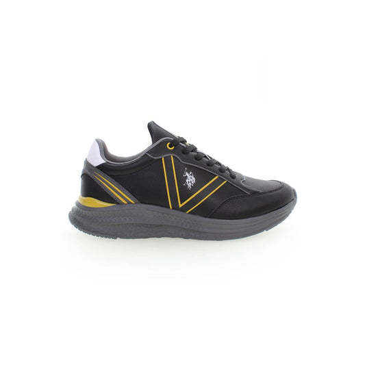 U.S. POLO ASSN. Black Polyester Sneaker with laces and logo, featuring contrasting details for sporty style.