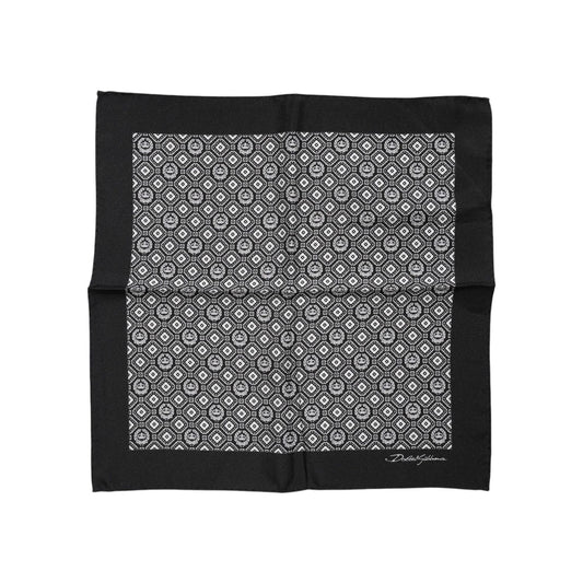 Dolce & Gabbana Black White Patterned Square Foulard Scarf