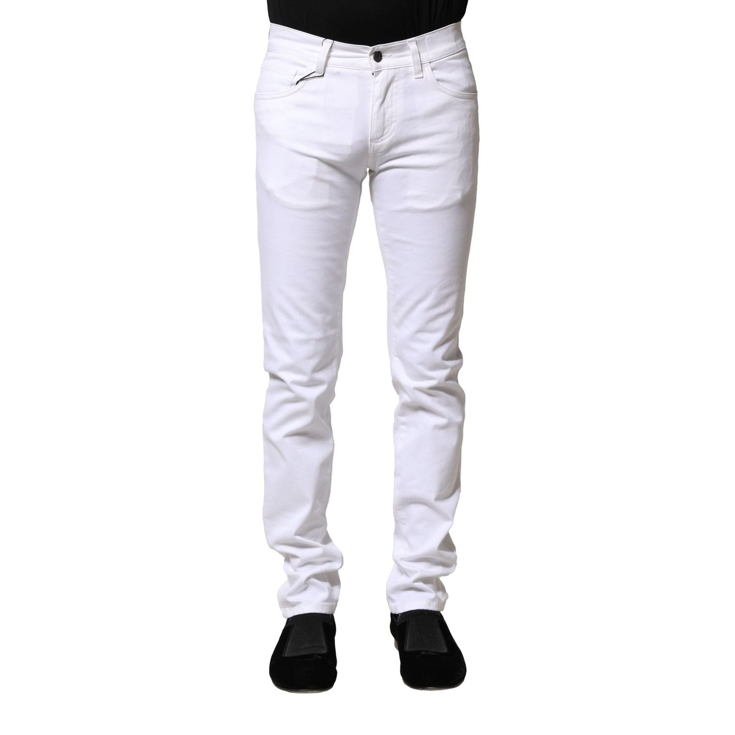 Dolce & Gabbana White Cotton Skinny Men Denim Jeans