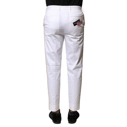 Dolce & Gabbana White Cotton Straight Logo Men Pants