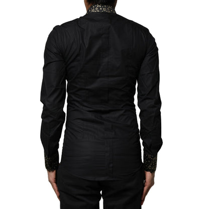 Dolce & Gabbana Black Cotton GOLD Long Sleeves Dress Shirt