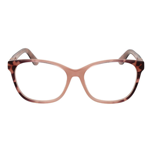 Guess Pink Women Glasses Frame, full-rim acetate, rose color, rectangle style, with demo lenses, includes branded case, size 53-15-140