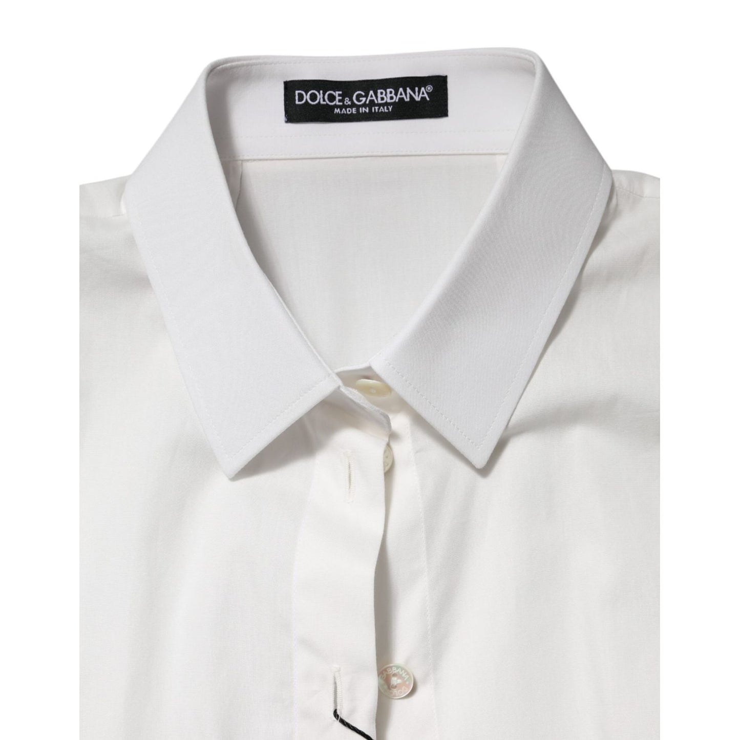 Dolce & Gabbana White Cotton Short Sleeves Collared Top Shirt
