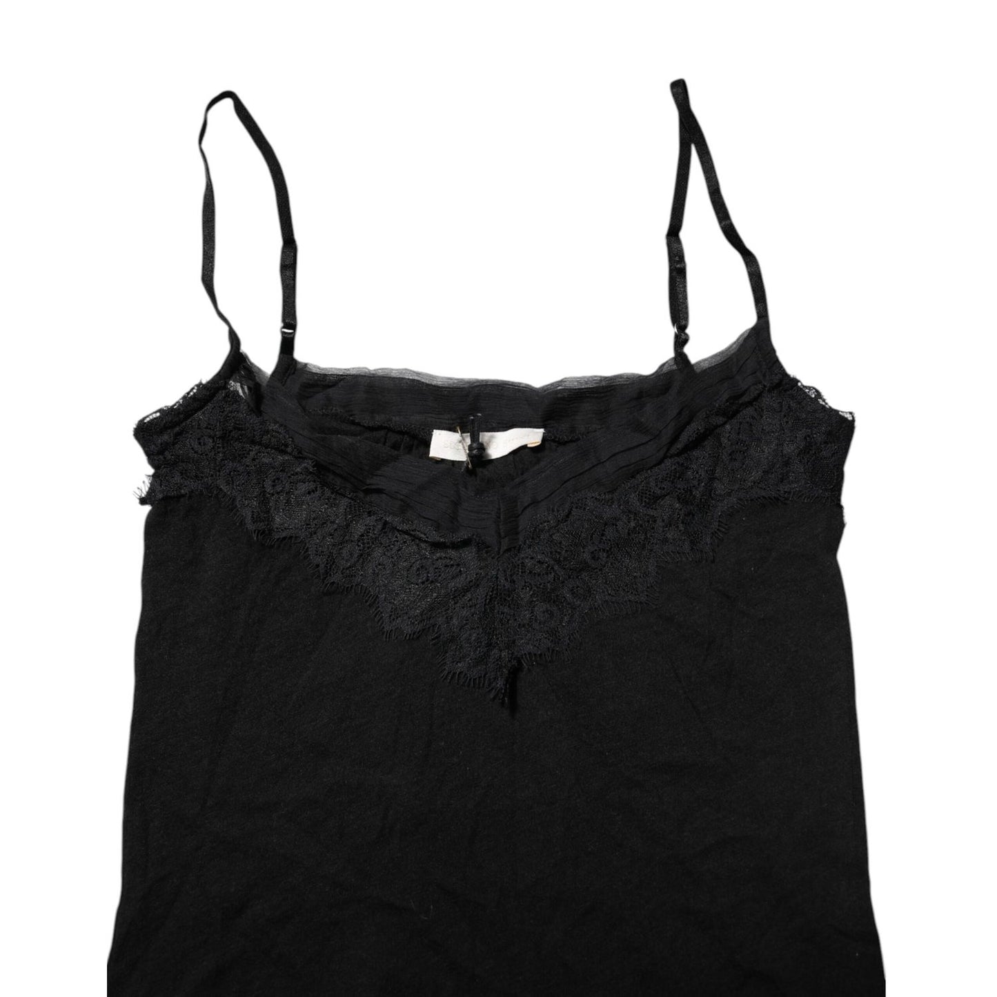 Scervino Street Black Wool Sleeveless Square Neck Tank Top