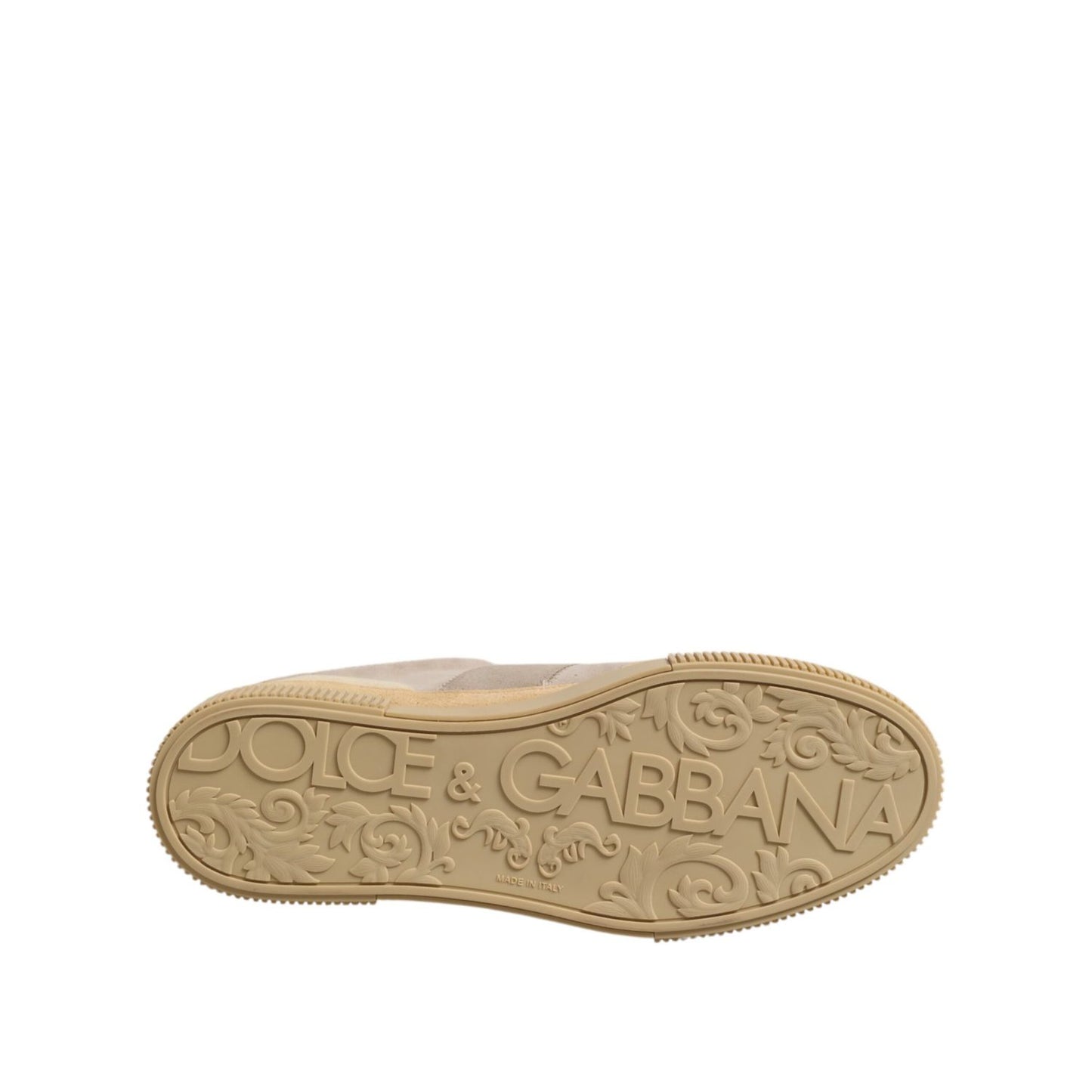 Dolce & Gabbana Beige Leather Low Top Lace Up Sneakers Shoes