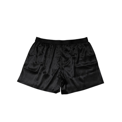 Dolce & Gabbana Black Silk Regular Men Boxer Shorts Underwear