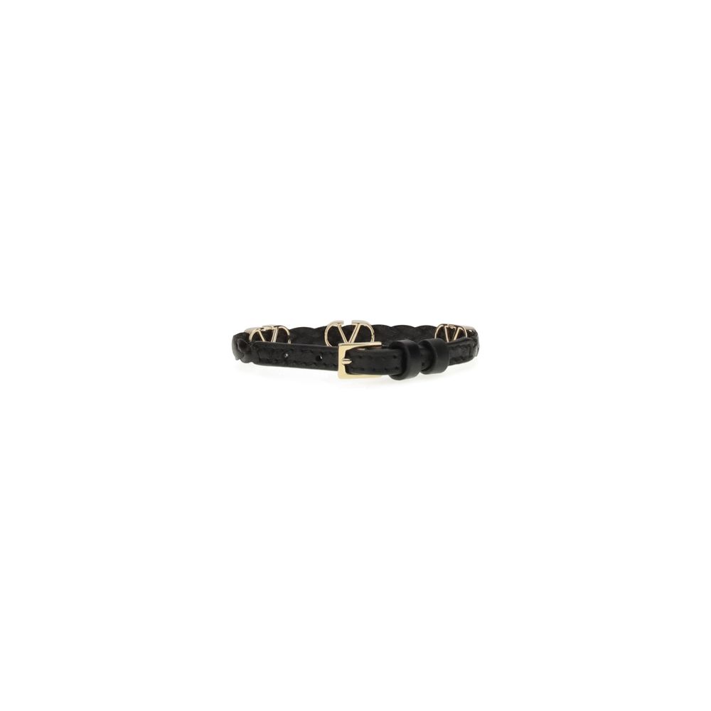 Valentino Garavani Black Calf Leather Bos Taurus Bracelet