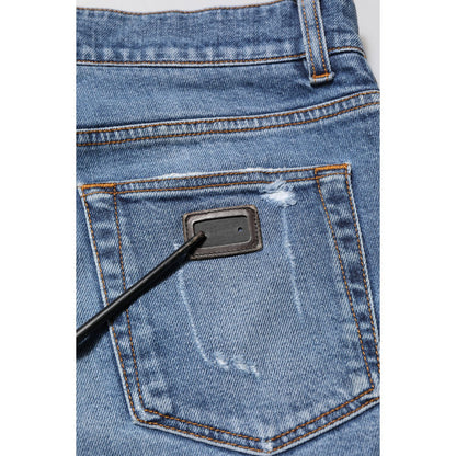 Dolce & Gabbana Blue Cotton Logo Plaque COMFORT Denim Jeans