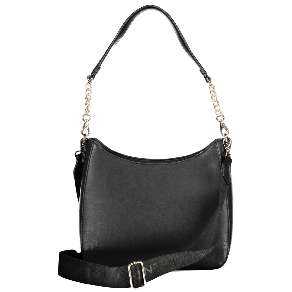 Mario Valentino Black Polyethylene Handbag with removable shoulder handle and strap, inside pocket, phone holder, zip closure, logo