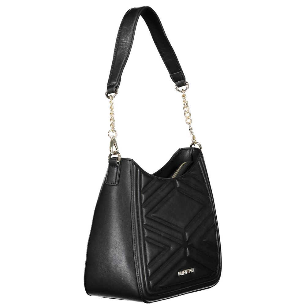 Mario Valentino Black Polyethylene Handbag with zip closure, removable shoulder strap, and internal phone holder spaces.