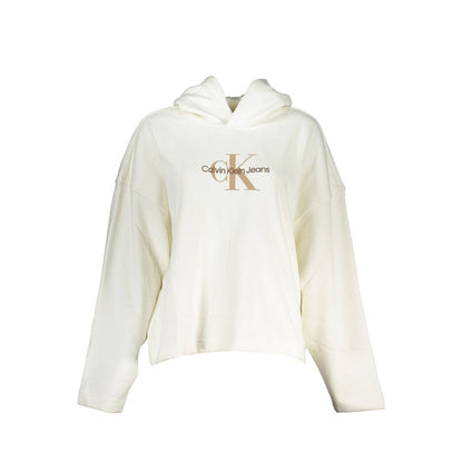 Calvin Klein White Cotton Women Sweater with bold logo and embroidery, crafted in cotton polyester blend for casual-chic style.