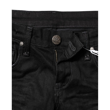 Acht Black Cotton Slim Fit Denim Low Waist Denim Jeans