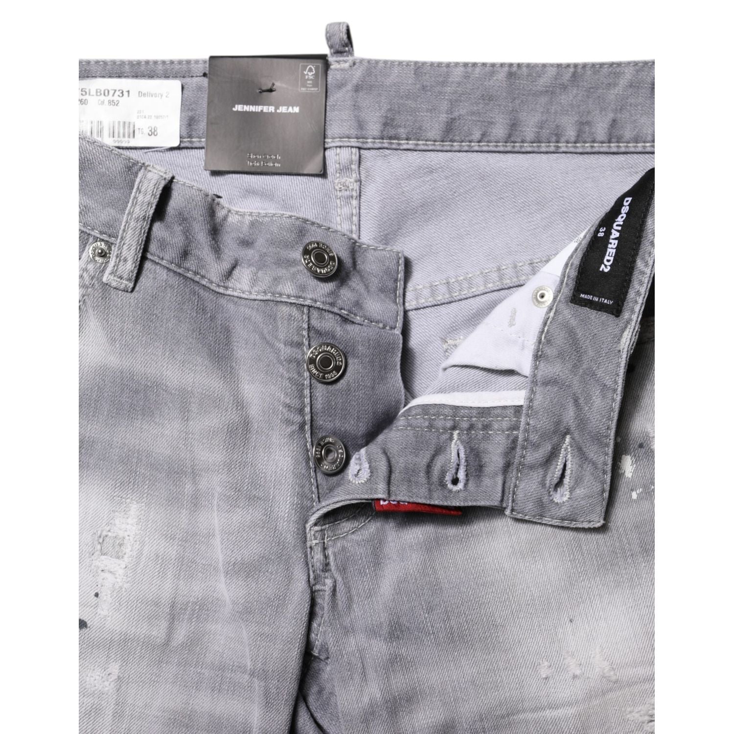 Dsquared² Gray Washed Mid Waist Tapered Denim Jeans