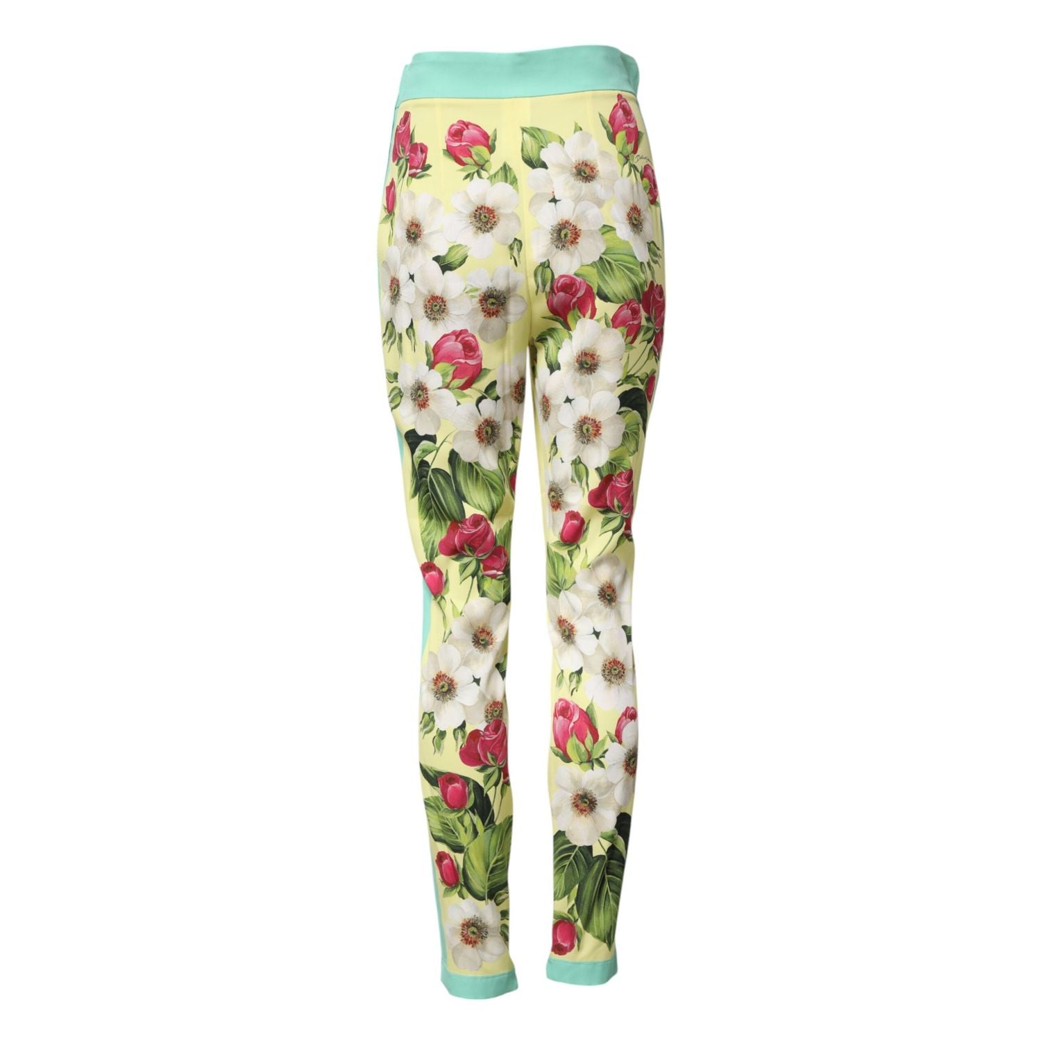 Dolce & Gabbana Yellow Silk Floral Leggings Pants
