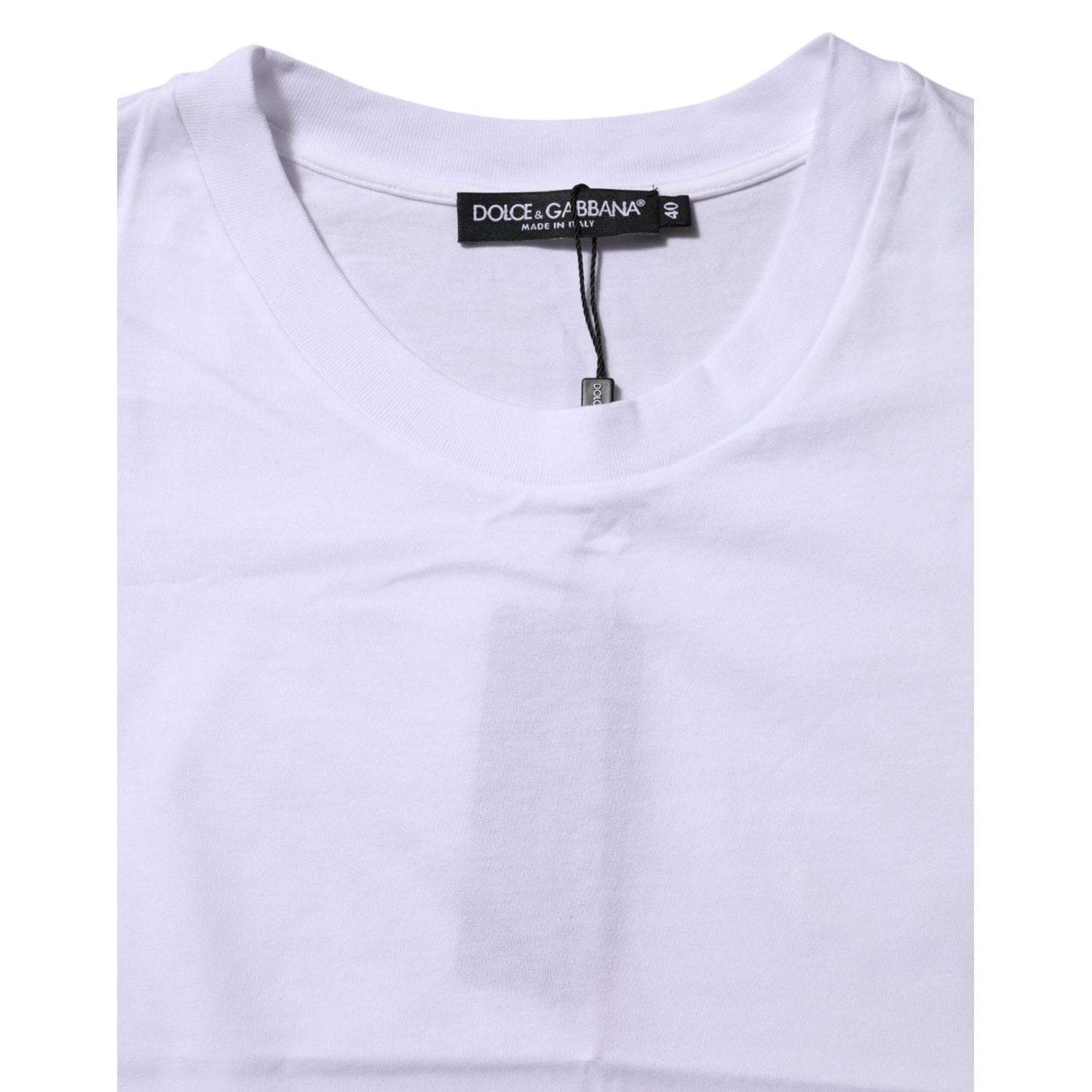 Dolce & Gabbana White Cotton Round Neck Short Sleeves T-shirt