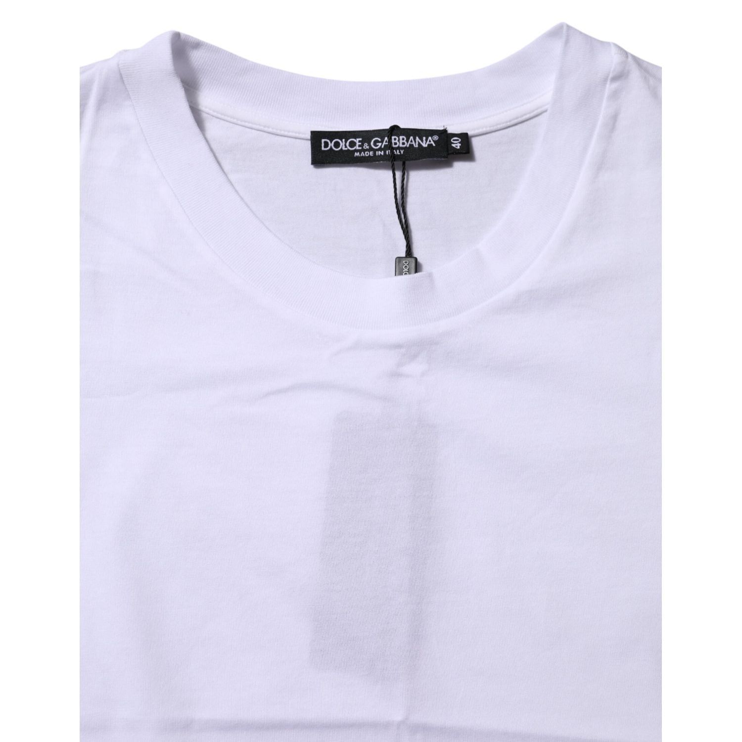 Dolce & Gabbana White Cotton Round Neck Short Sleeves T-shirt