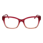 Guess Pink Women Glasses Frame in rose acetate, full-rim, square style with demo lenses, size 53-19-140, includes branded case.