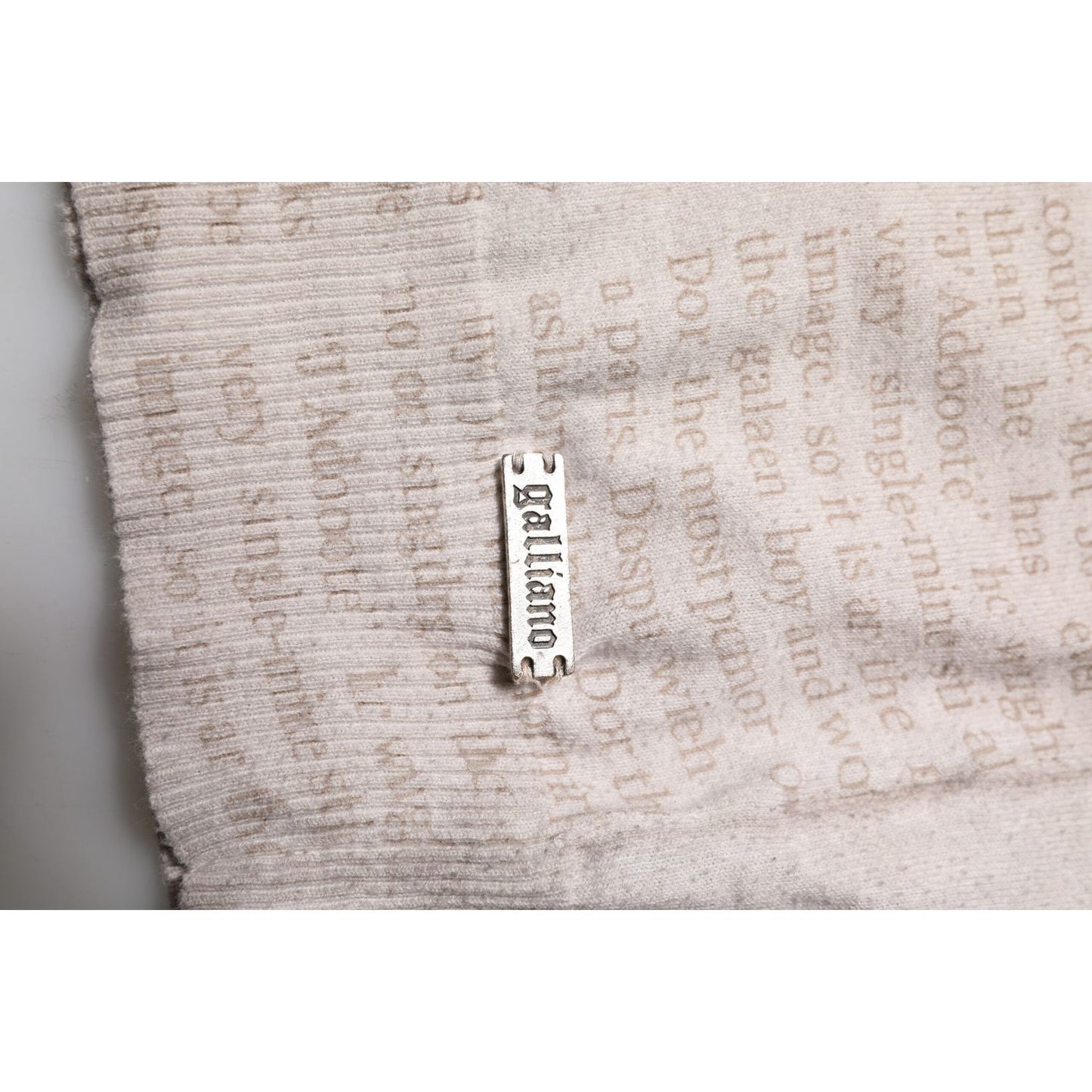 John Galliano Beige Printed Logo Roundneck Long Sleeves Men Sweater