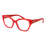 Guess Pink Women Glasses Frame in rose acetate with square full-rim style, demo lenses, and branded case.