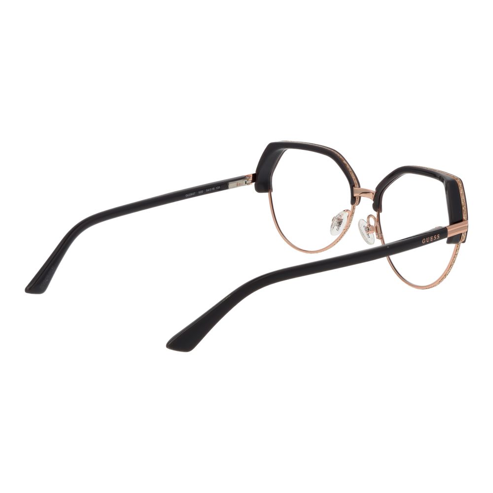 Alt Tag: Guess Gray Women Glasses Frame, full-rim square style, grey plastic material, shown with demo lenses and branded case included.