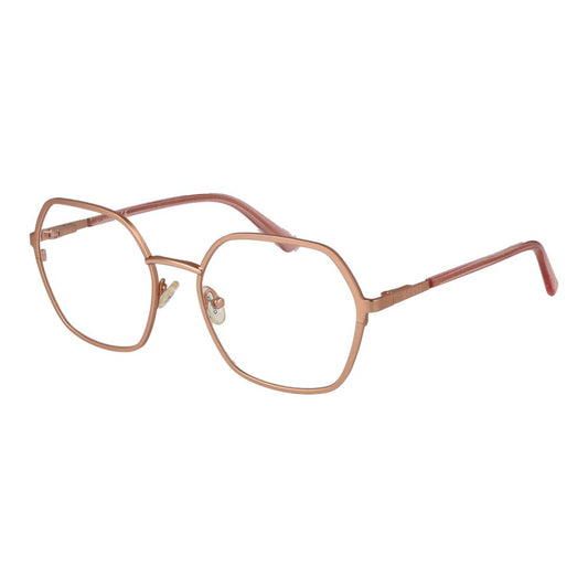 Guess Rose Gold Women Glasses Frame, square full-rim with demo lenses and spring hinge, metal material, 55-19-140 size.