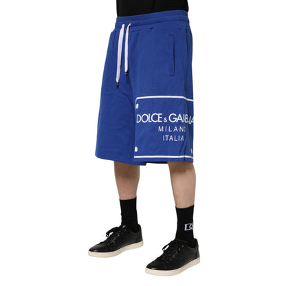 Dolce & Gabbana Blue Logo Cotton Bermuda Sweatshorts Shorts