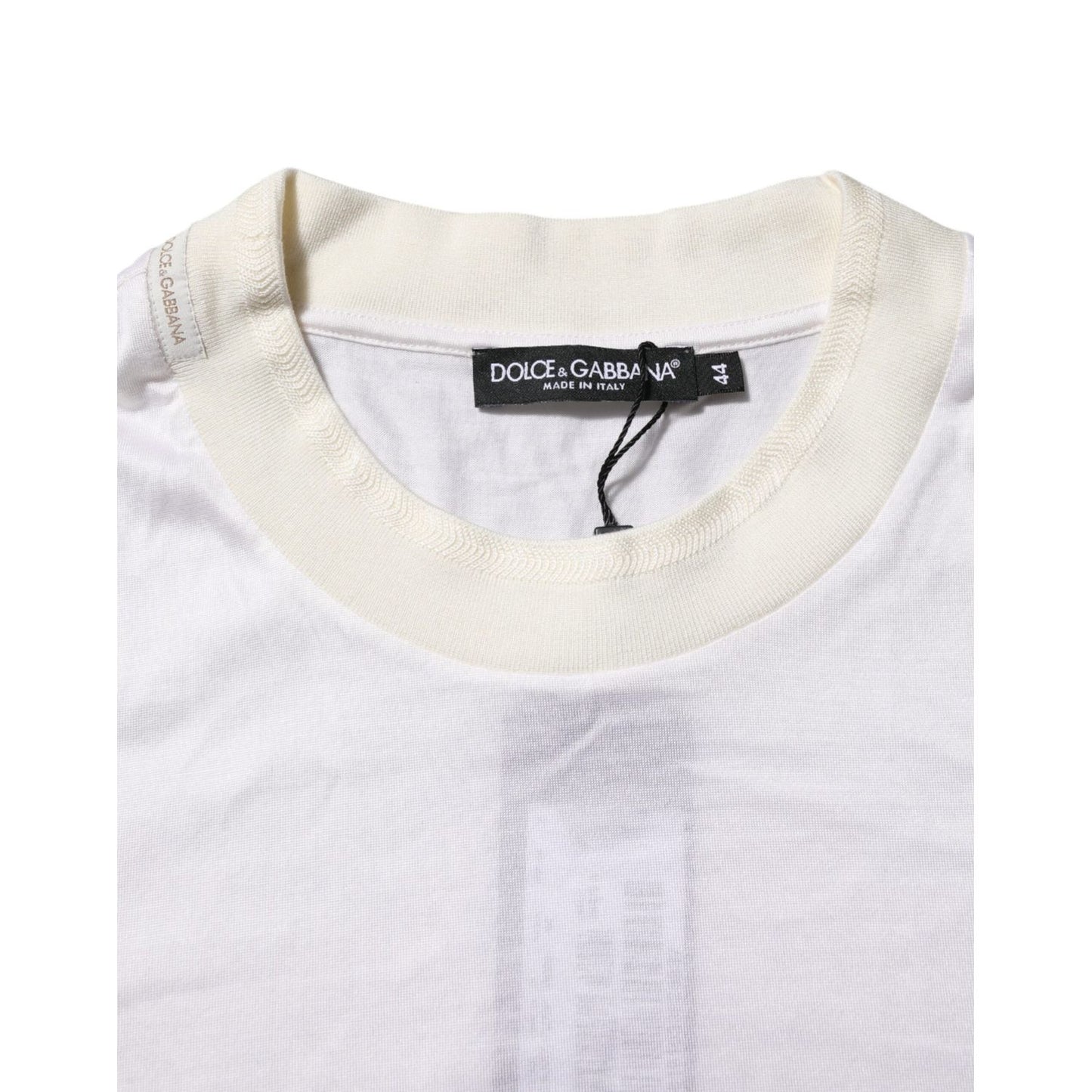Dolce & Gabbana White Silk Crew Neck Long Sleeves T-shirt