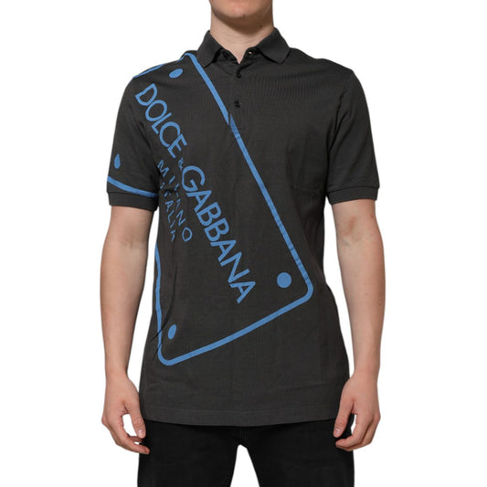 Dolce & Gabbana Dark Gray Short Sleeve Collared Polo T-shirt