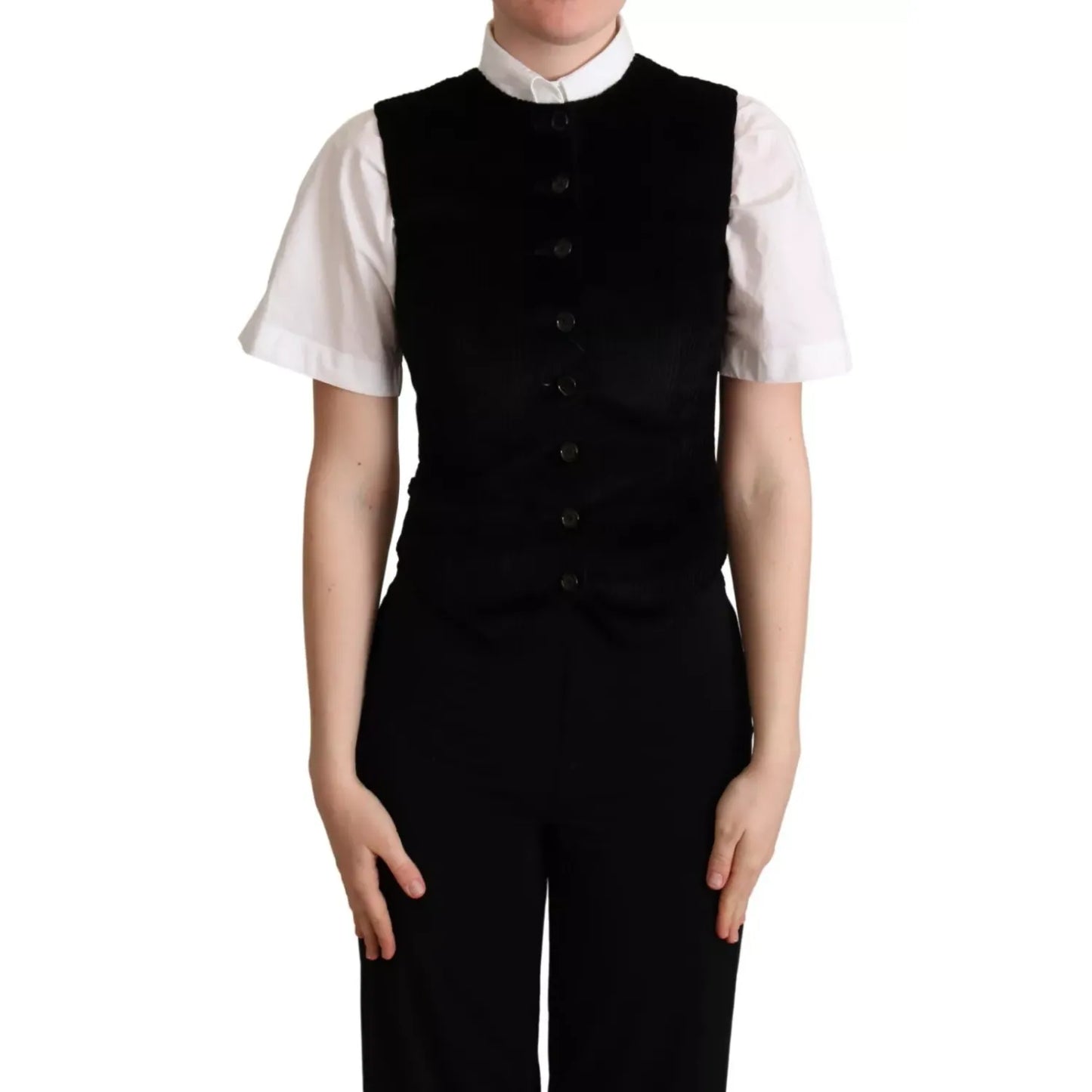 Dolce & Gabbana Black Brown Leopard Print Waistcoat Vest