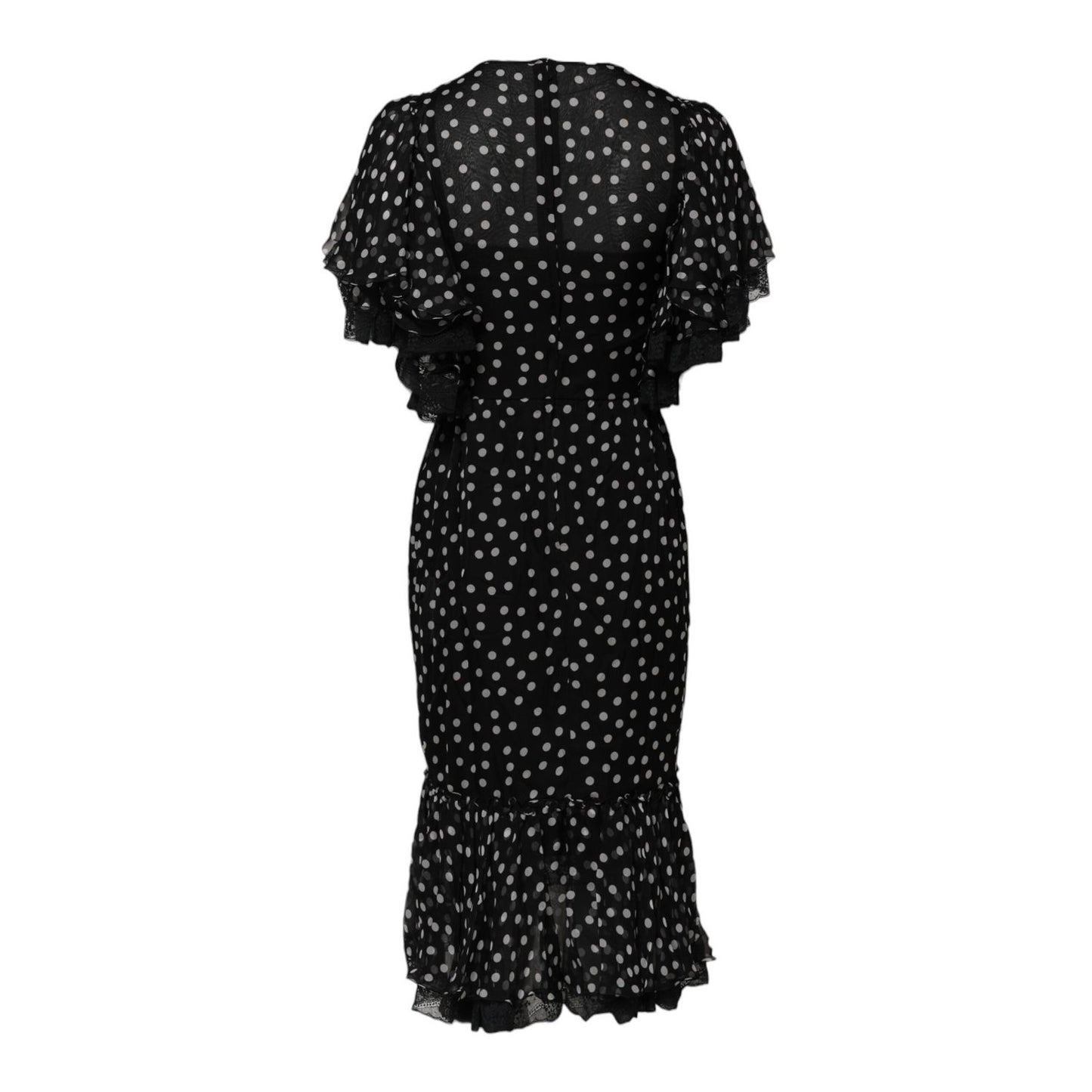 Dolce & Gabbana Black White Lace Polka Dot Chiffon Dress