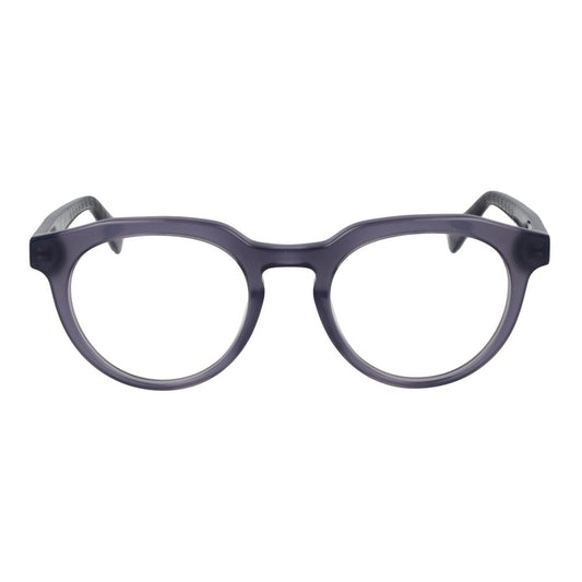 Guess Gray Men Glasses Frame in full-rim round acetate design with demo plastic lenses, featuring a spring hinge, size 49-20-145.