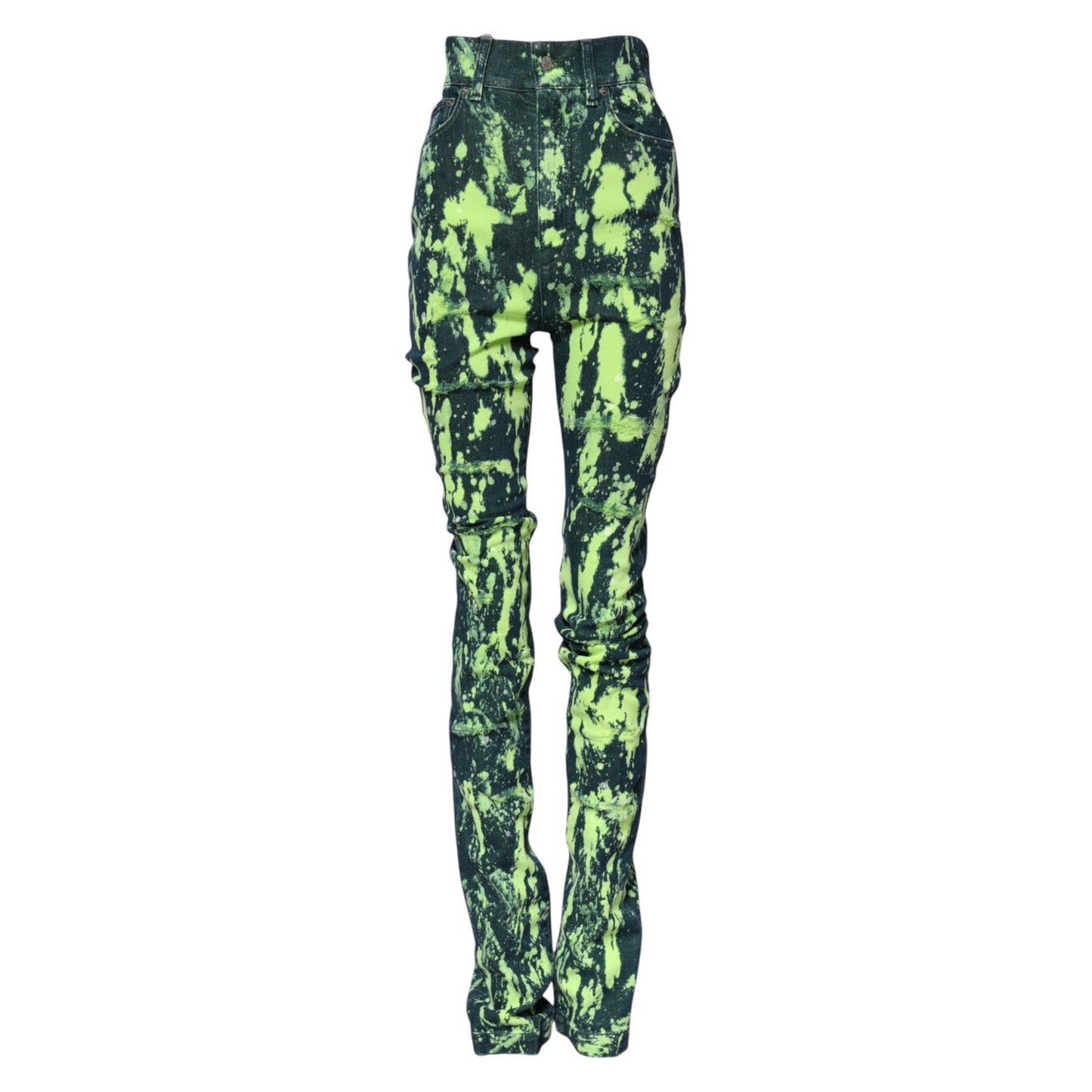 Dolce & Gabbana Green Color Splash High Waist Denim Jeans