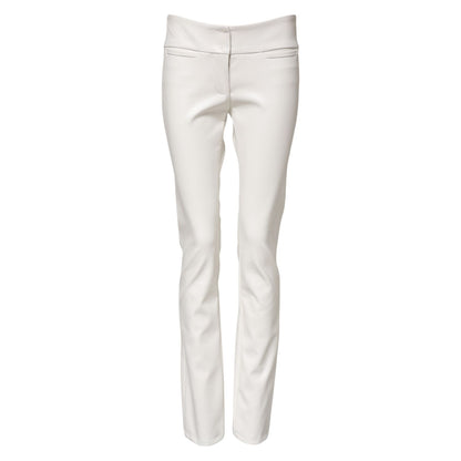 Dolce & Gabbana White Polyurethane High Waist Tapered Pants
