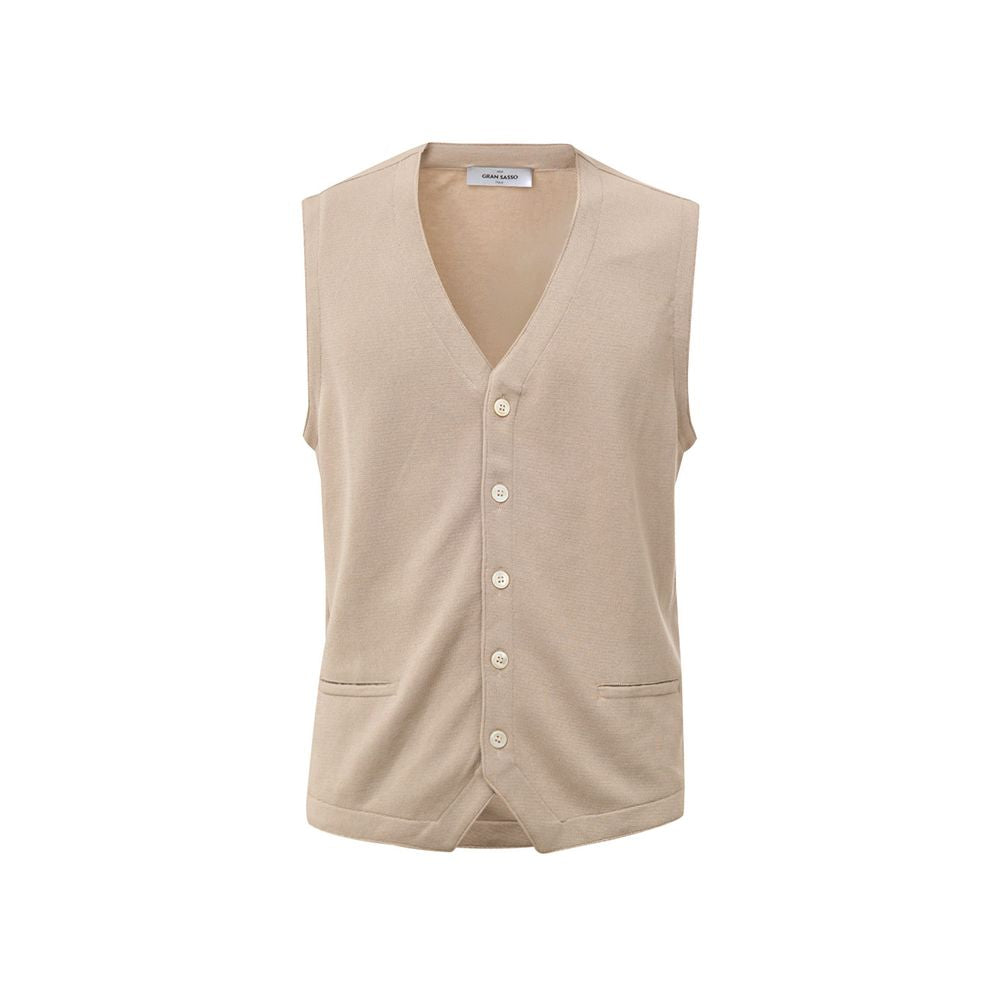 Gran Sasso Beige Cotton Sleveless Jacket