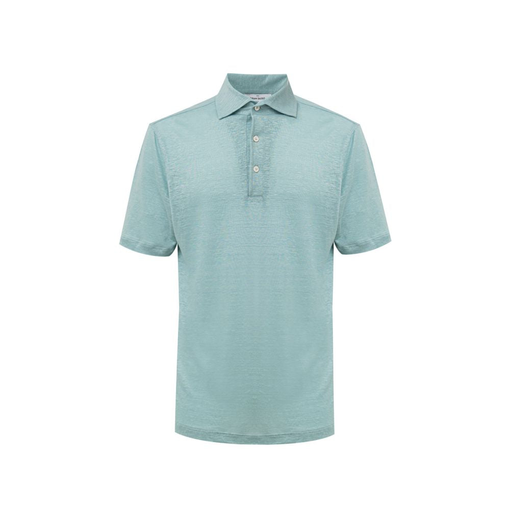 Gran Sasso Blue Linen Polo Shirt