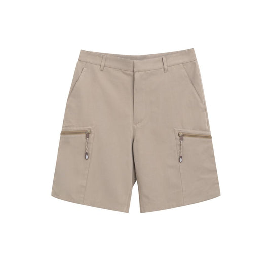 Dior Beige Cotton Cargo Shorts with side and rear pockets, zipper details, and velcro closure. Made of 55% cotton and 45% polyester.