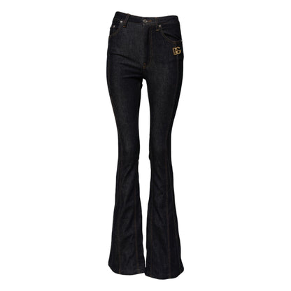 Dolce & Gabbana Black Cotton Mid Waist Bootcut Denim Jeans