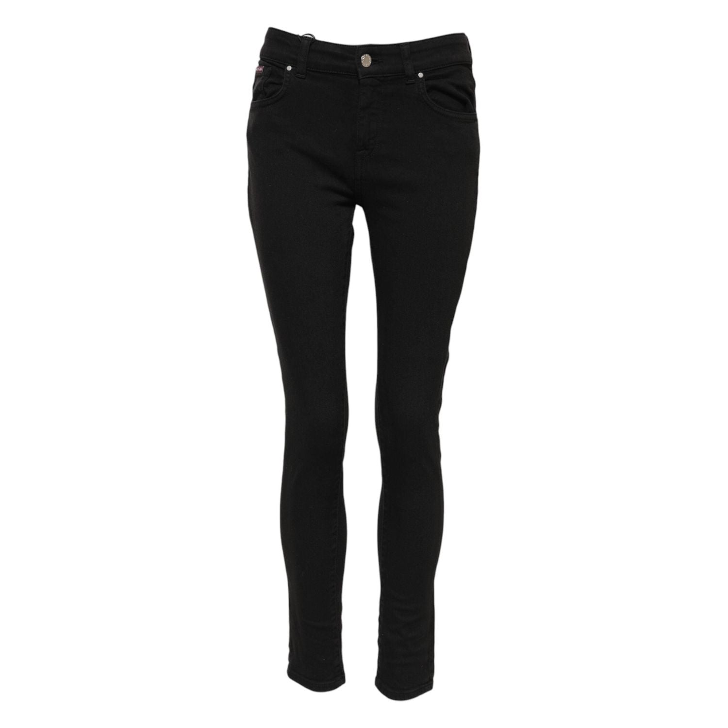 Dolce & Gabbana Black Cotton Logo Skinny Mid Waist Denim Jeans