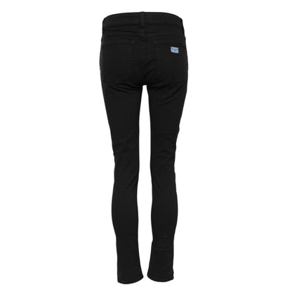 Dolce & Gabbana Black Cotton Logo Skinny Mid Waist Denim Jeans