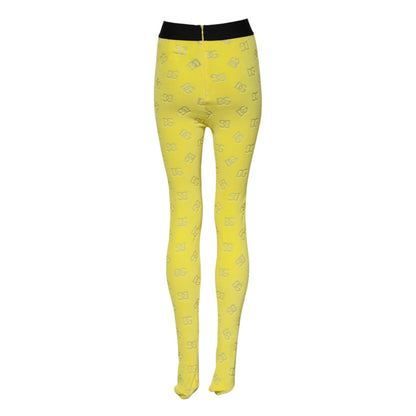 Dolce & Gabbana Yellow Logo Slim Fit Leggings Pants