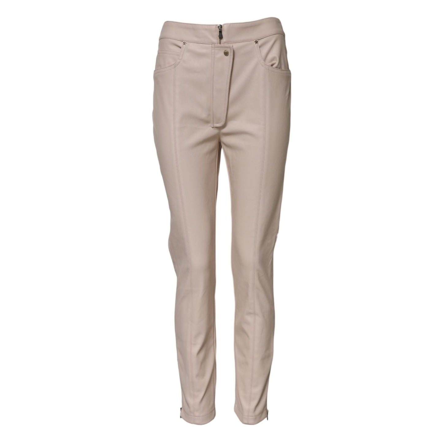 Elisabetta Franchi Beige High Waist Tapered Pants