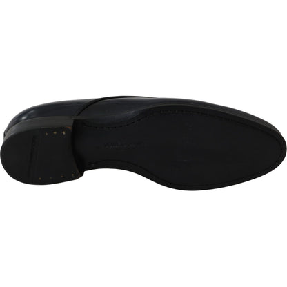 Dolce & Gabbana Blue Leather Dress Derby Formal Mens Shoes