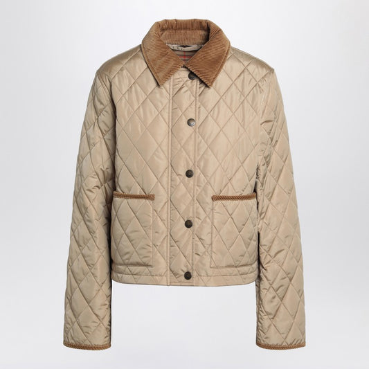 Burberry Cropped beige quilted nylon jacket