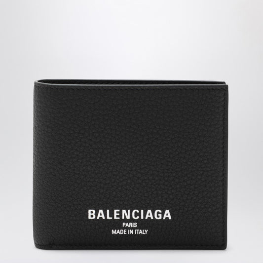 Balenciaga Black bi-fold Credit wallet in hammered leather 8119102ABV0/R_BALEN-1000_100