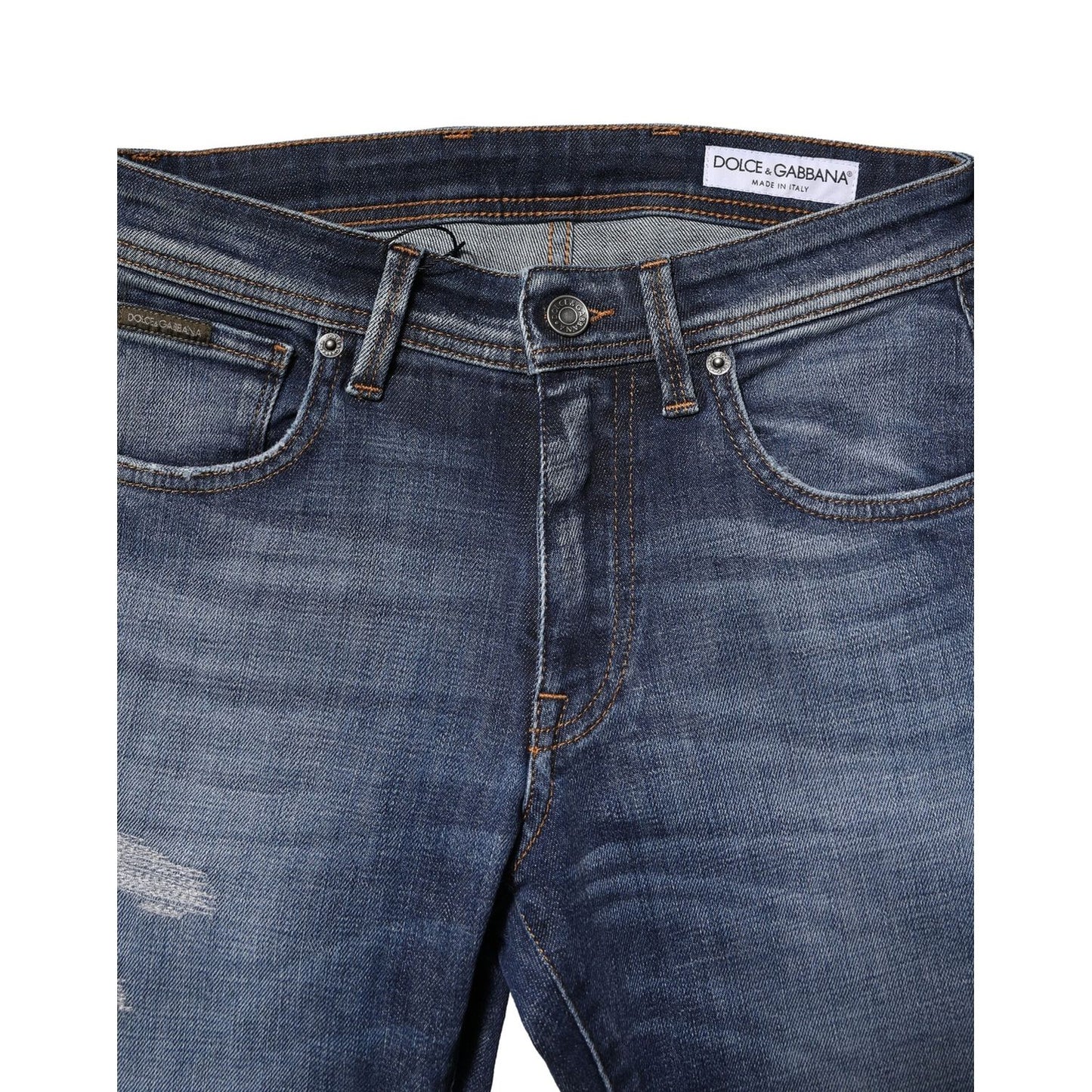 Dolce & Gabbana Blue Washed Cotton Slim Fit Men Denim Jeans