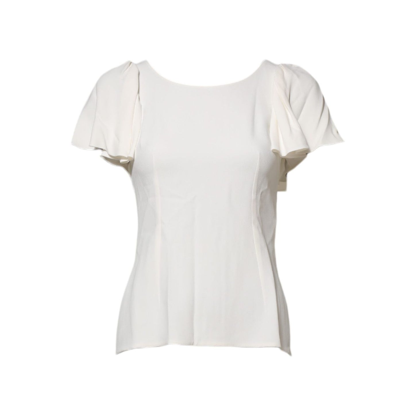 Dolce & Gabbana White Round Neck Short Sleeves Blouse Top