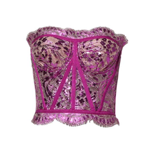 Dolce & Gabbana Pink Bustier Sleeveless Corset Blouse Top TSH87613-40