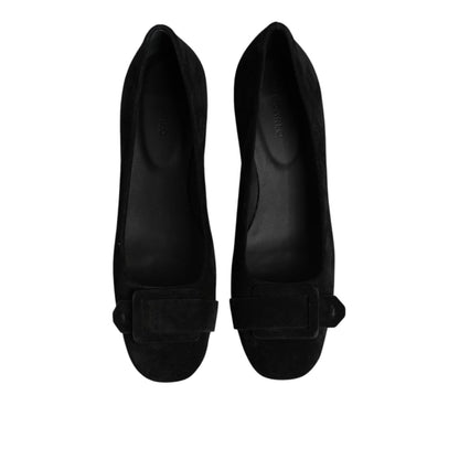 DEL CARLO Black Suede Leather Slip On High Heels Pump Shoes